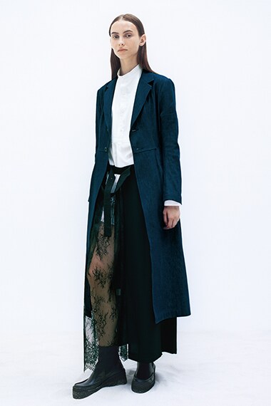 yohji yamamoto y's 2018 green lace wrap dress