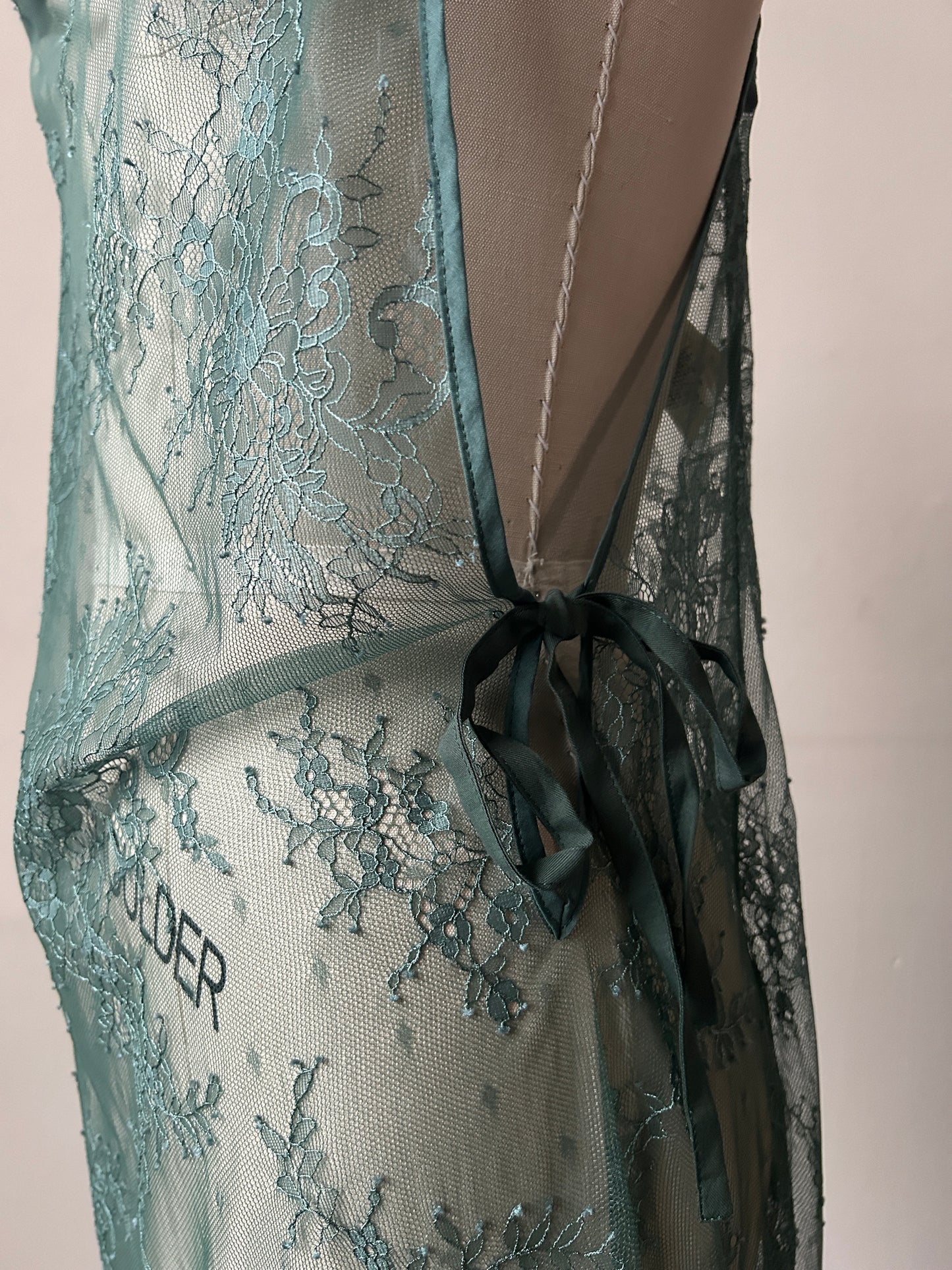 yohji yamamoto y's 2018 green lace wrap dress