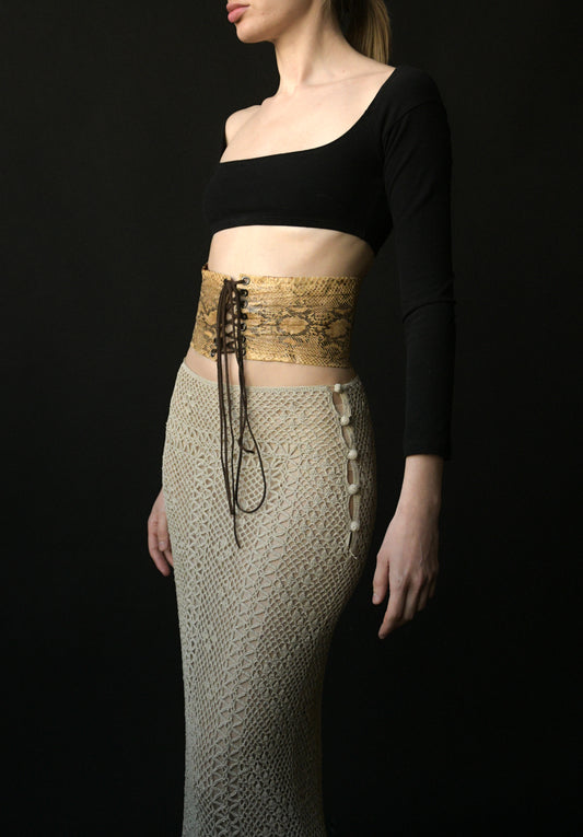 yves saint laurent snakeskin corset belt