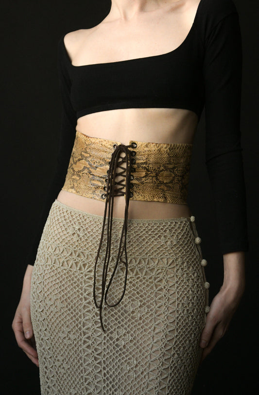 yves saint laurent snakeskin corset belt
