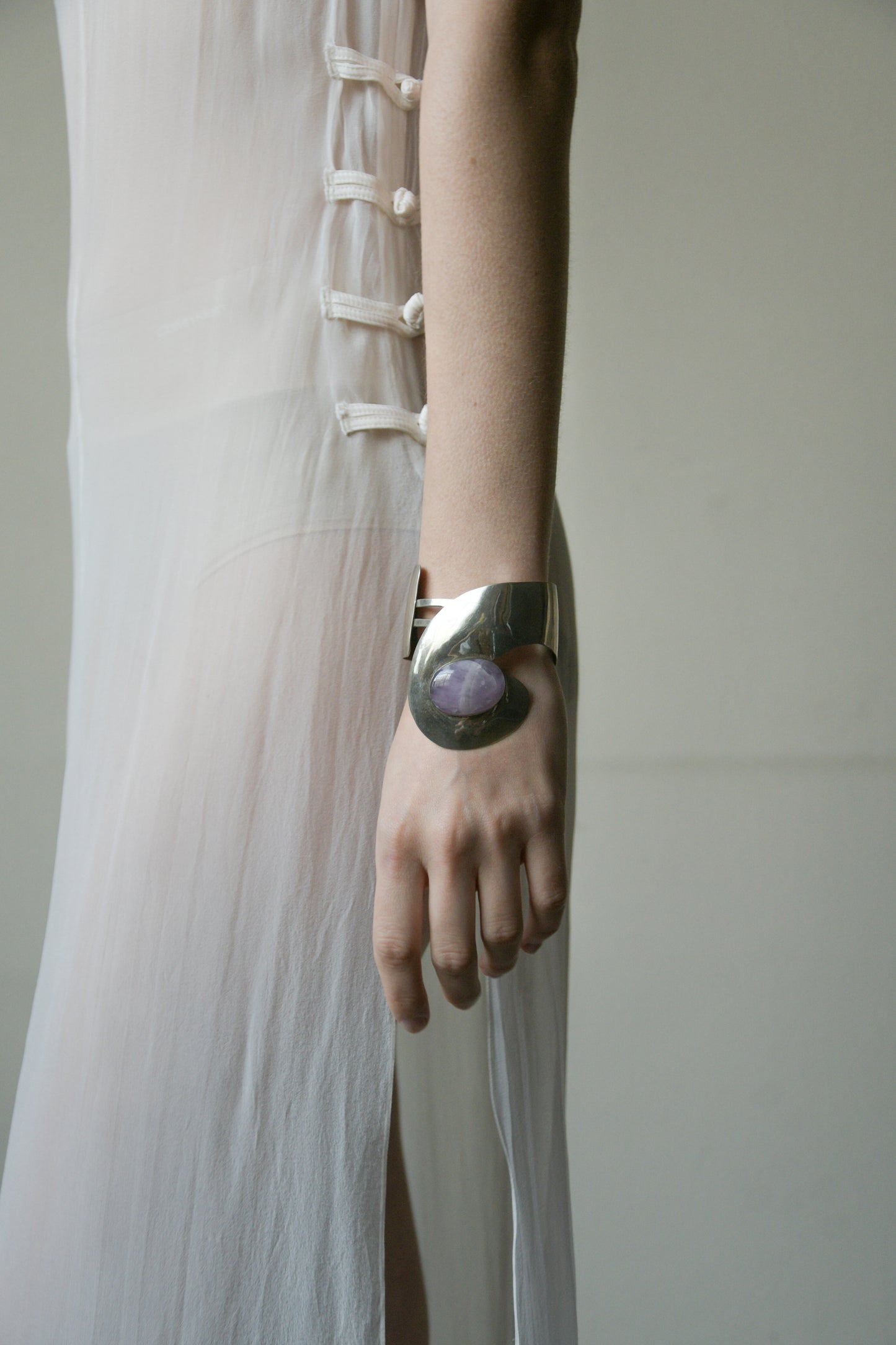 sterling silver amethyst modernist cuff