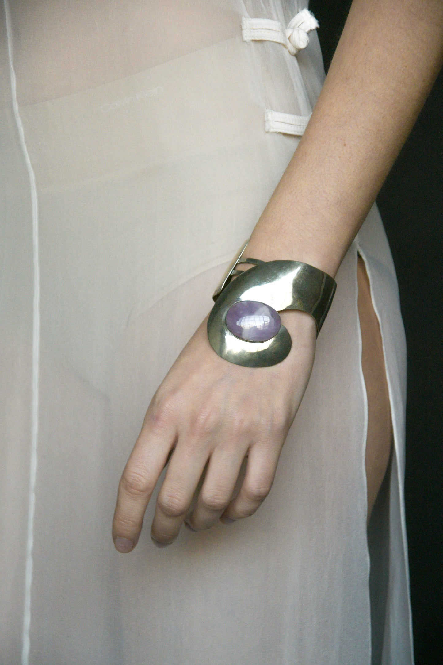 sterling silver amethyst modernist cuff