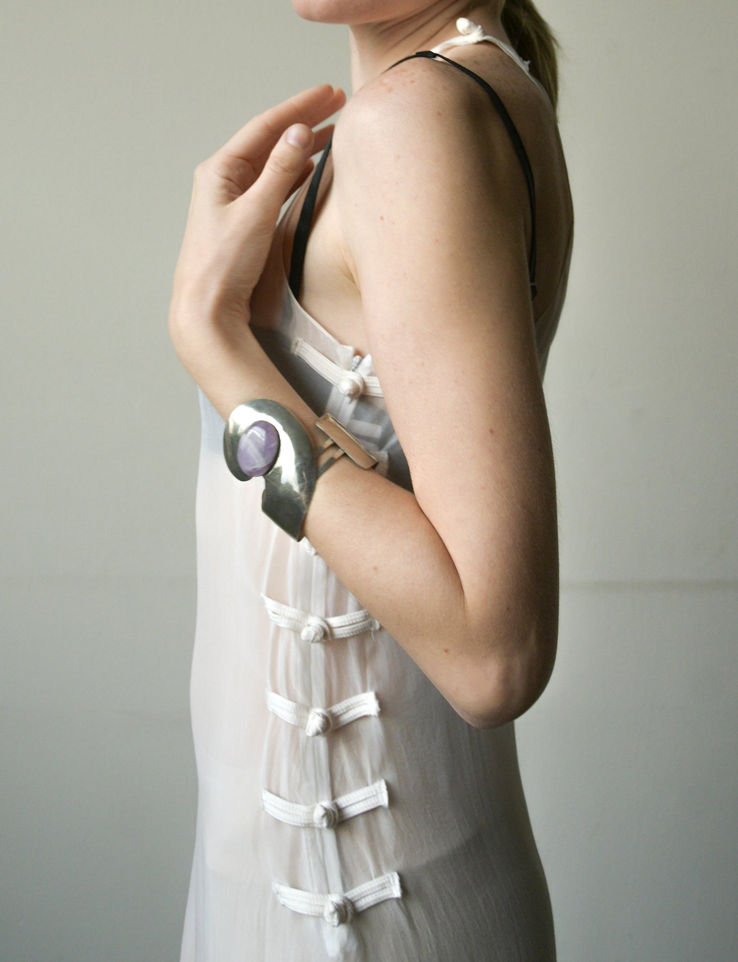 sterling silver amethyst modernist cuff