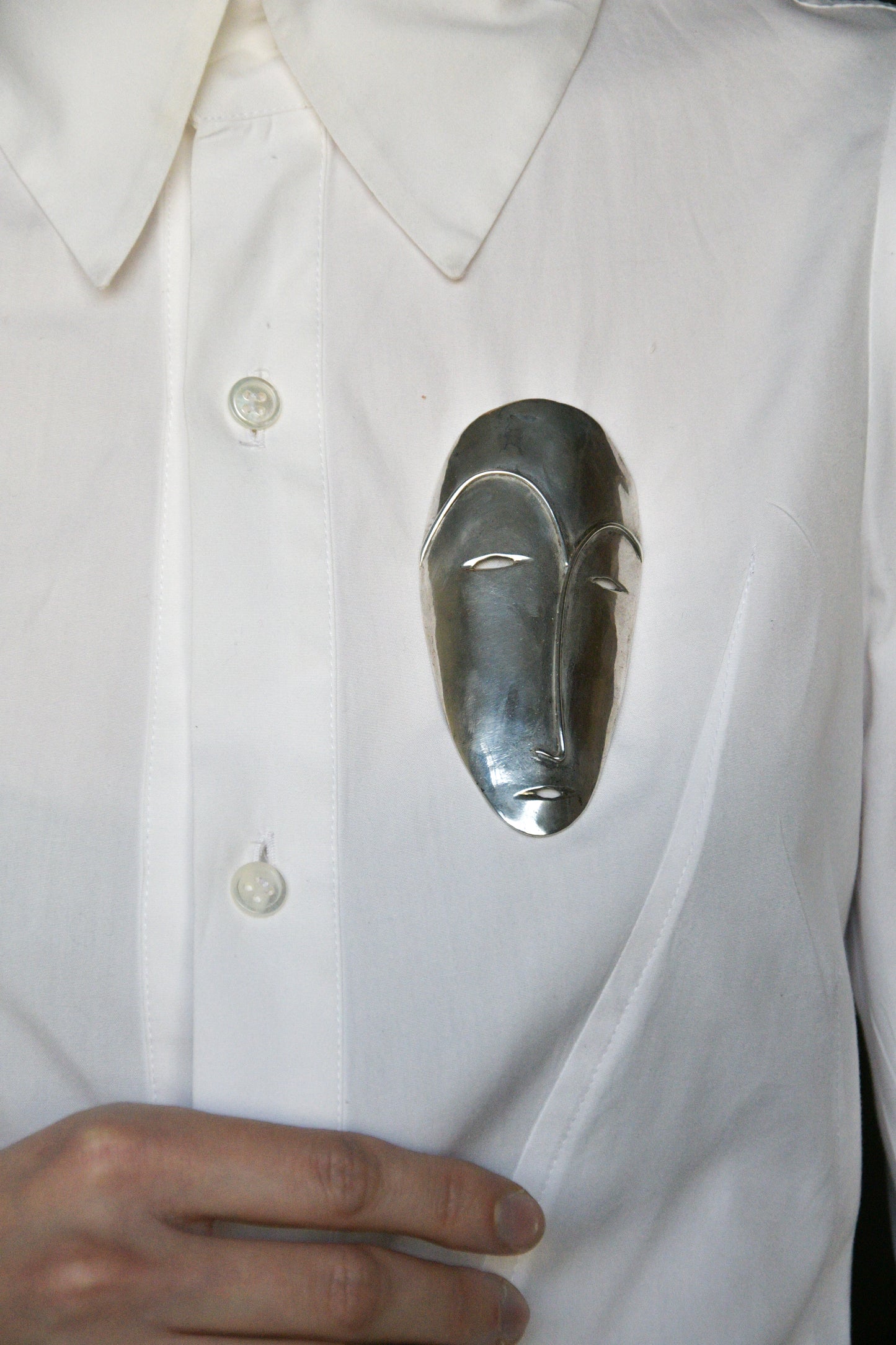 ann biederman sterling silver modigliani face brooch