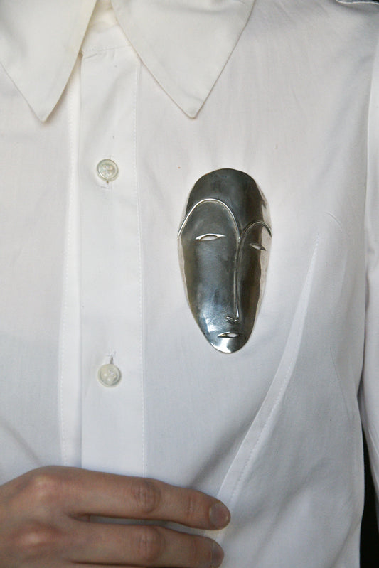 ann biederman sterling silver modigliani face brooch