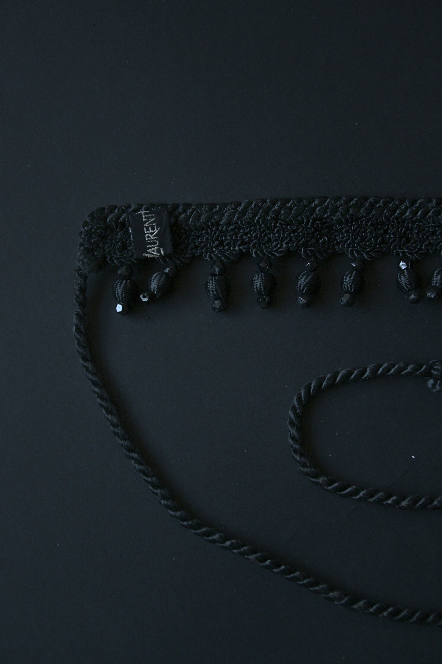 reserved - 1960s yves saint laurent black beaded rope choker