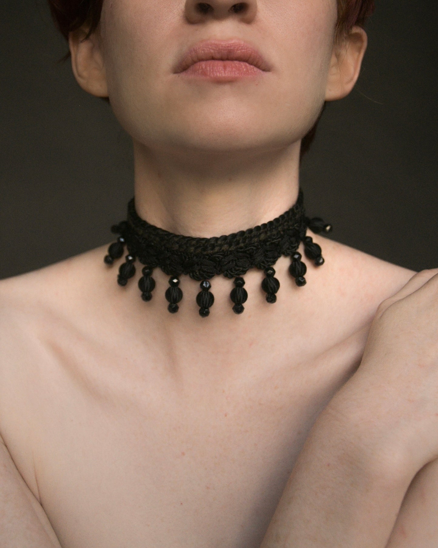 reserved - 1960s yves saint laurent black beaded rope choker