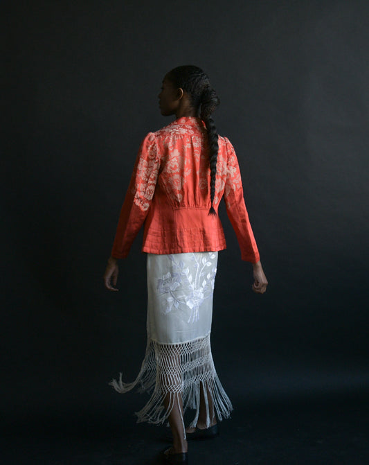 1920s floral embroidered fringe dress