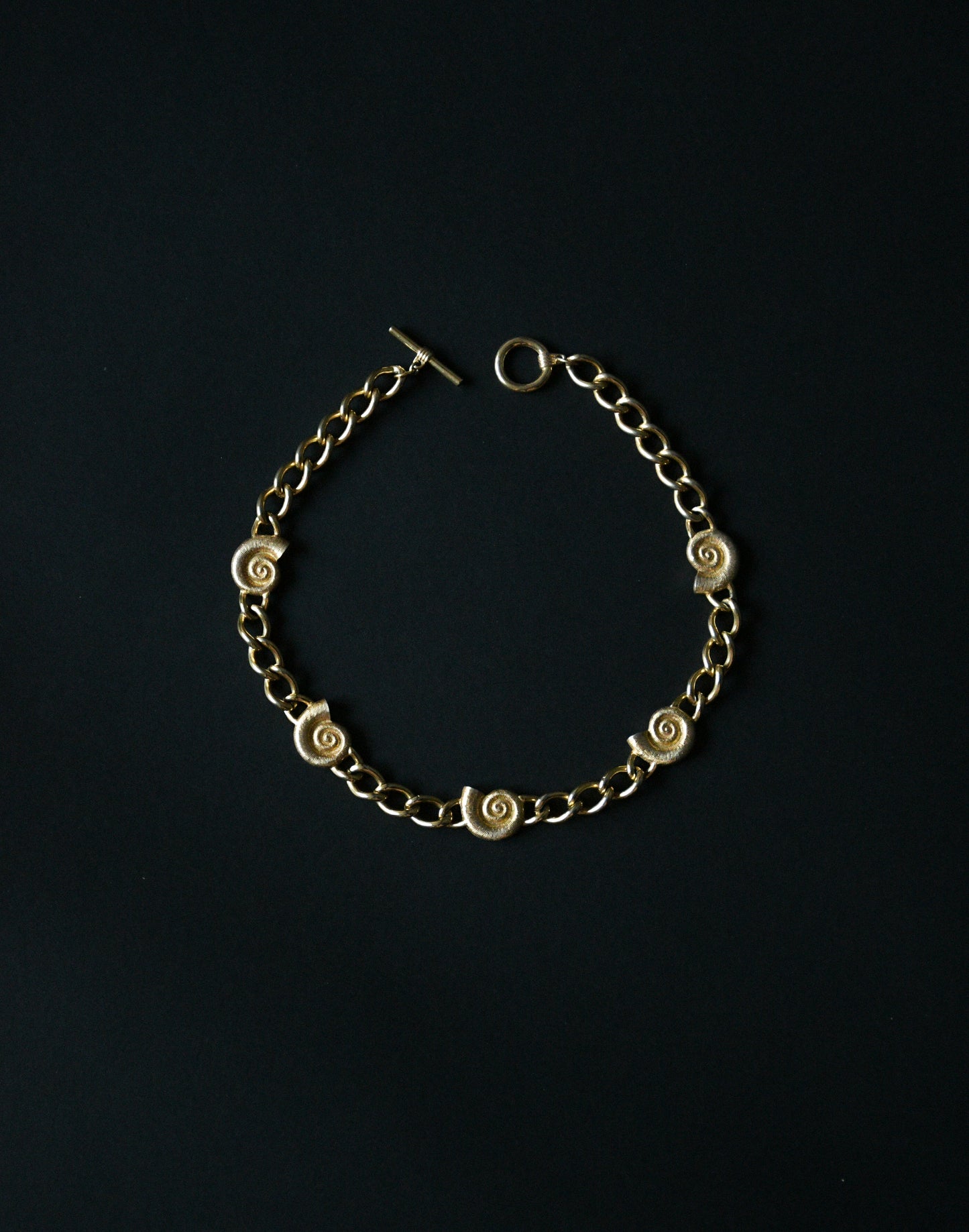 gold coiled shell chain collar necklace
