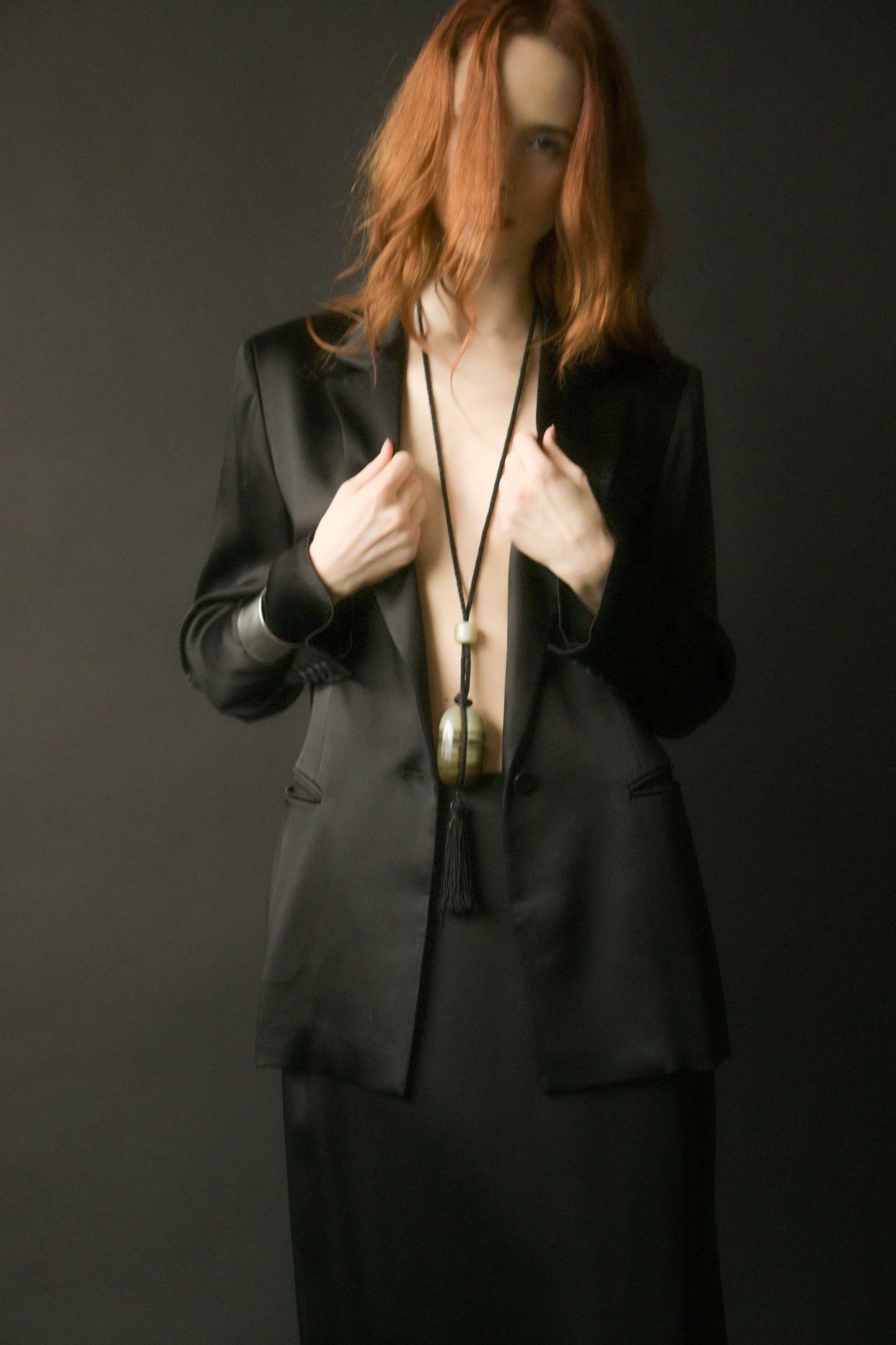 jean-louis scherrer resin on cord tassel necklace