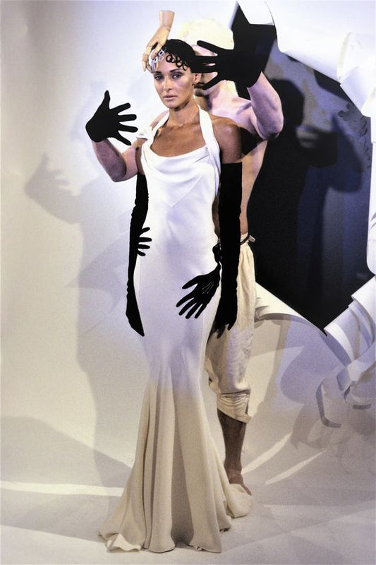 christian dior white ruffle bias dress