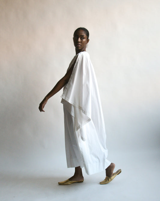 1970s white cotton smock dress