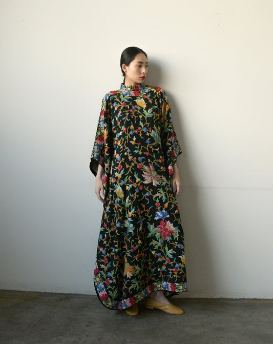 1970s hand embroidered wool caftan