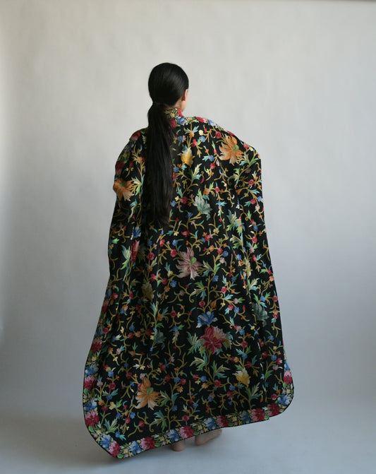 1970s hand embroidered wool caftan