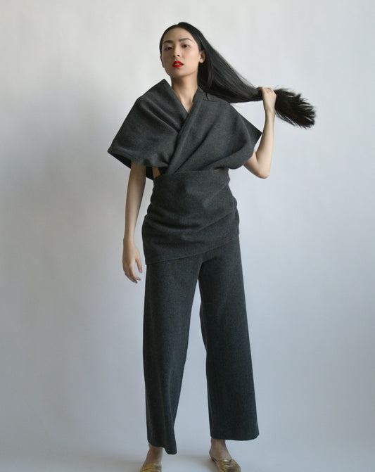 yohji yamamoto early 2000s convertible wool jumpsuit