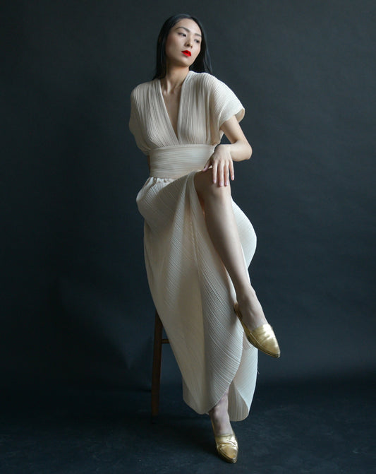 1978 halston plisse grecian dress