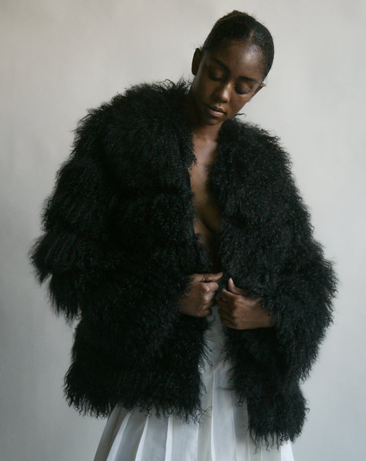 black mongolian lamb coat