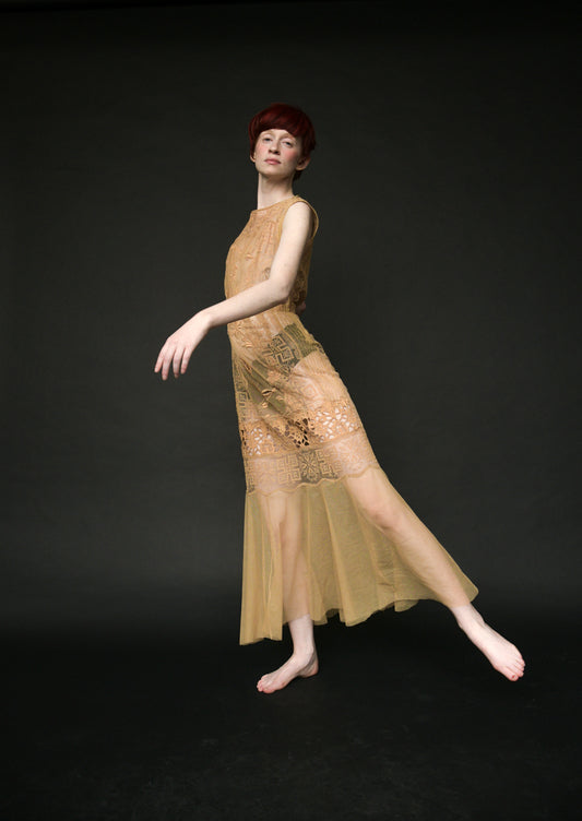 antique filet lace dress