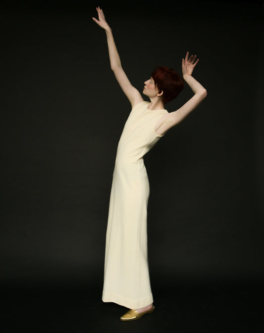 1973 halston ivory cashmere dress