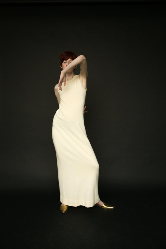 1973 halston ivory cashmere dress