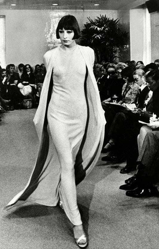 1973 halston ivory cashmere dress