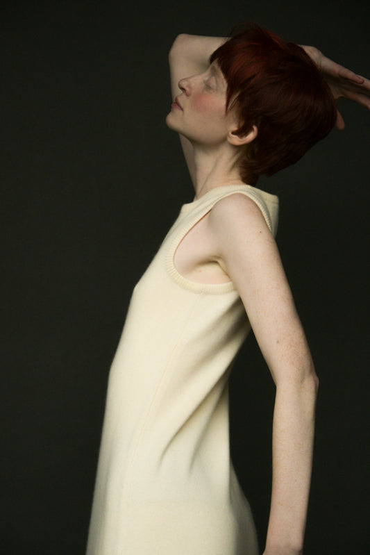 1973 halston ivory cashmere dress