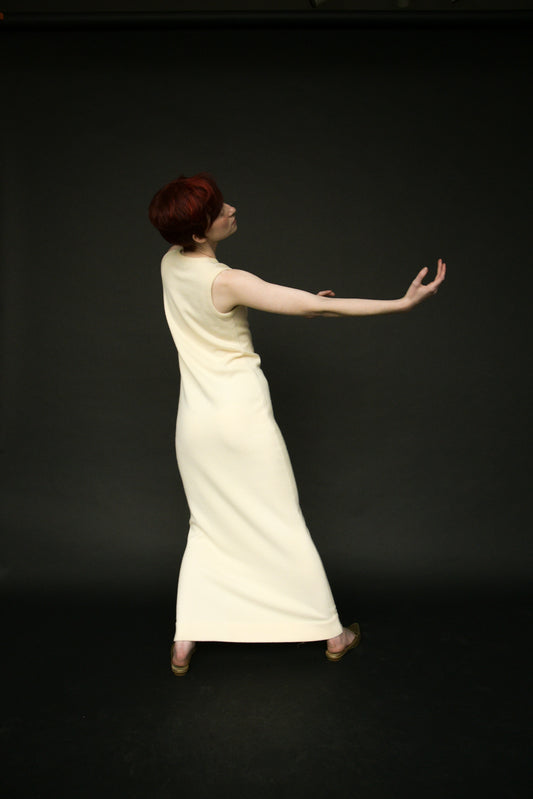 1973 halston ivory cashmere dress