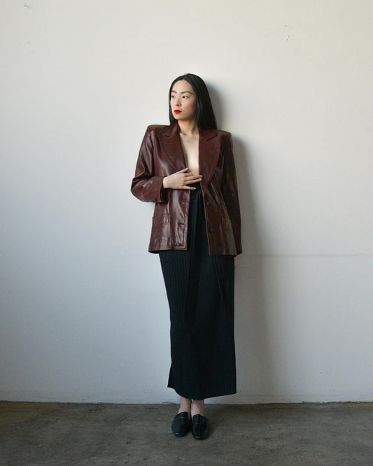1970s celine burgundy leather blazer