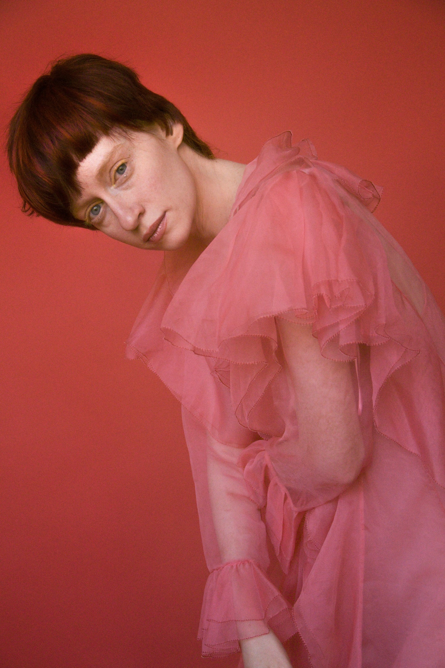 gucci ss 2016 pink silk ruffle dress