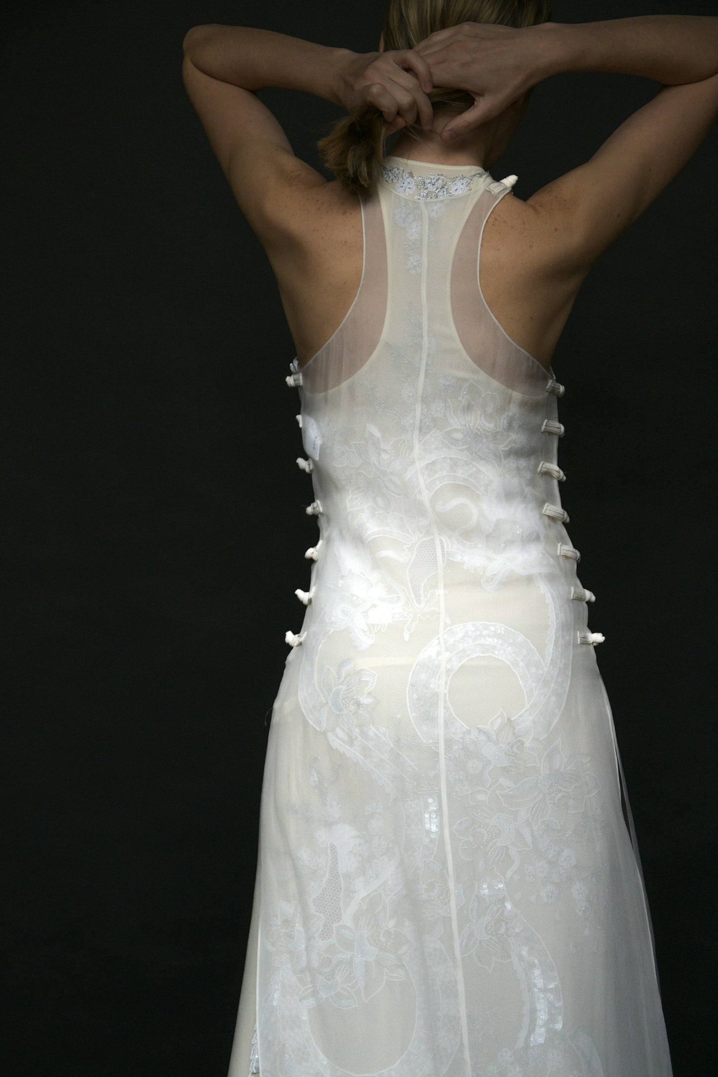 emilio pucci by peter dundas white silk embellished layered dress