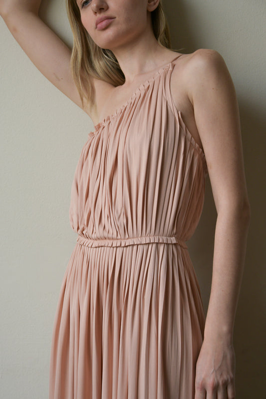 christian dior ss 2019 blush pink pleated dress