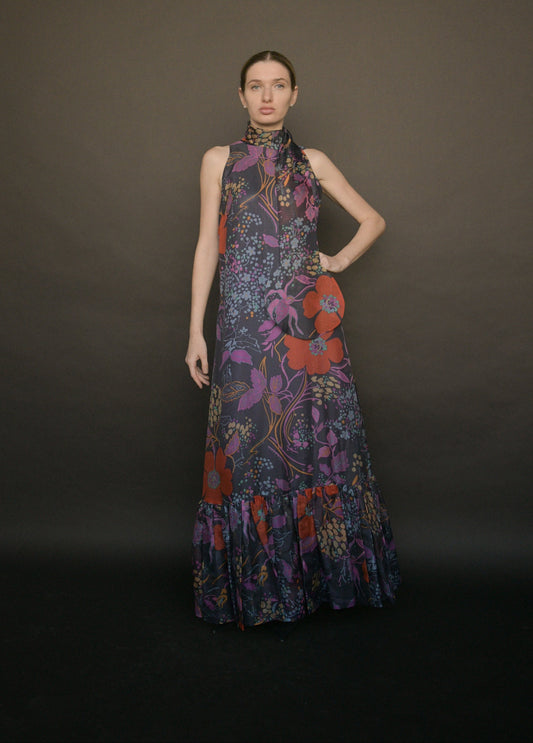 1960s pierre cardin floral circle scarf dress