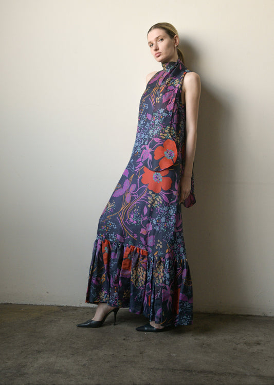 1960s pierre cardin floral circle scarf dress