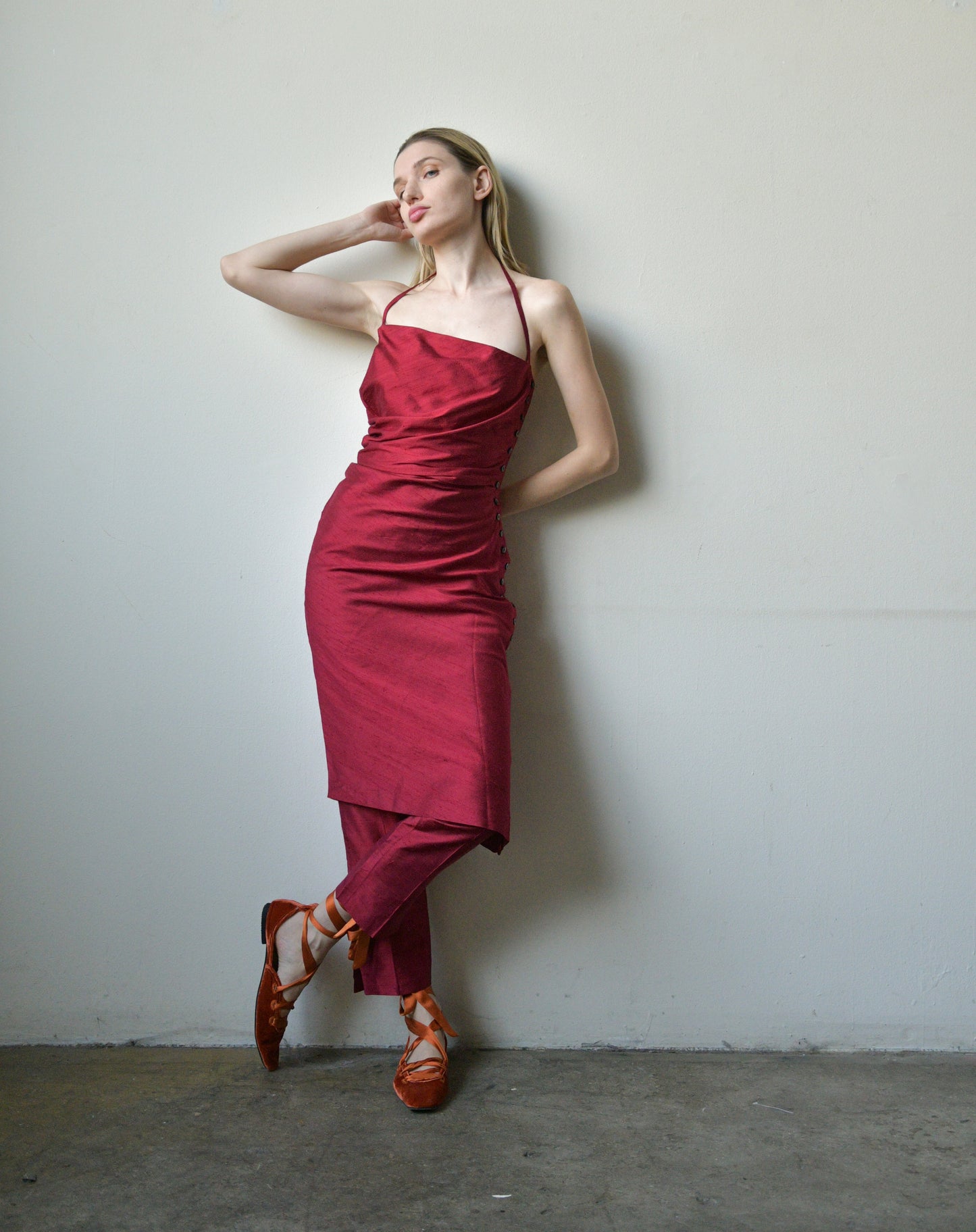 romeo gigli silk shantung dress and pant set ensemble