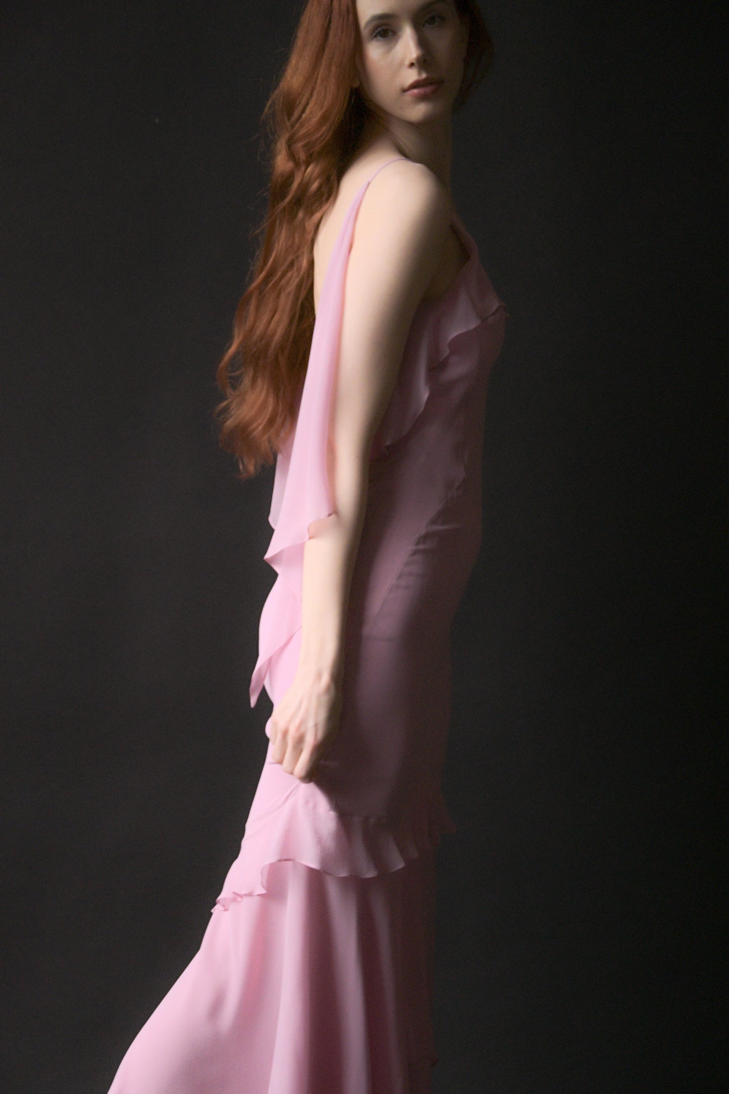 yves saint laurent rive gauche by tom ford spring 2004 lilac silk chiffon ruffle dress