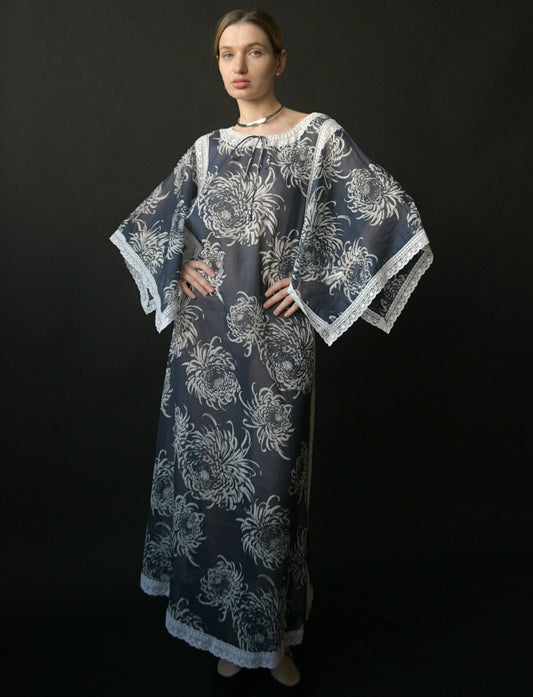 1970s christian dior fauna print cotton caftan