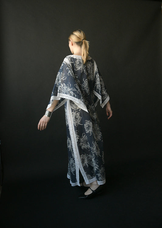 1970s christian dior fauna print cotton caftan
