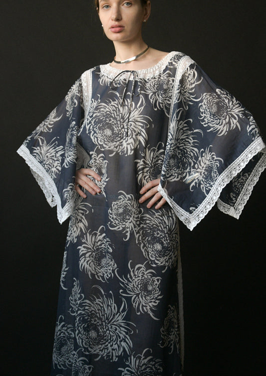 1970s christian dior fauna print cotton caftan