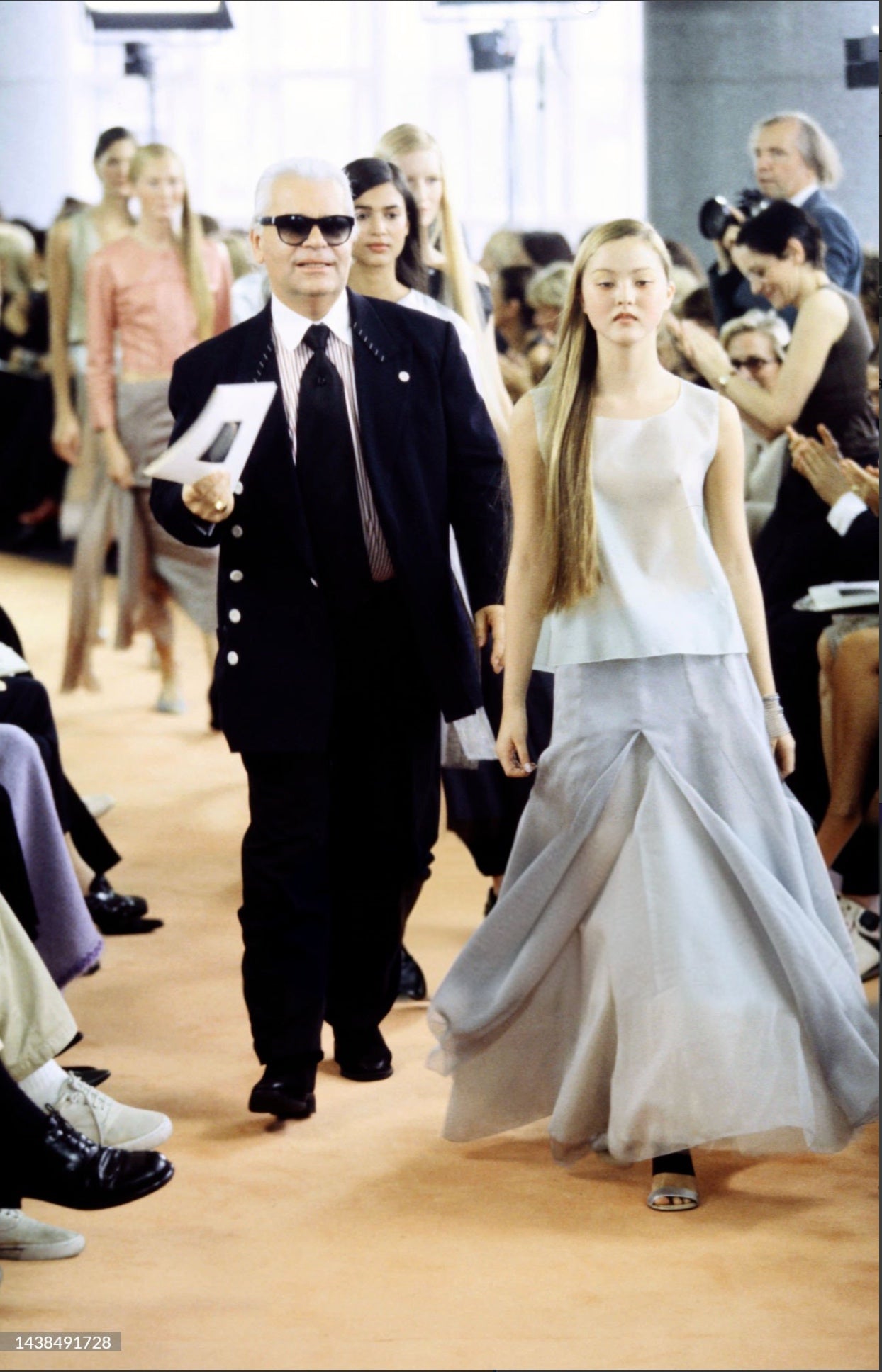 chanel spring 1999 black silk carwash panel skirt