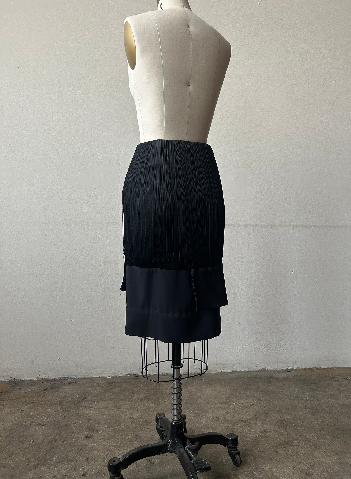 jil sander spring 2009 by raf simons black fringe skirt