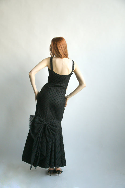 christian dior black polka dot mermaid dress