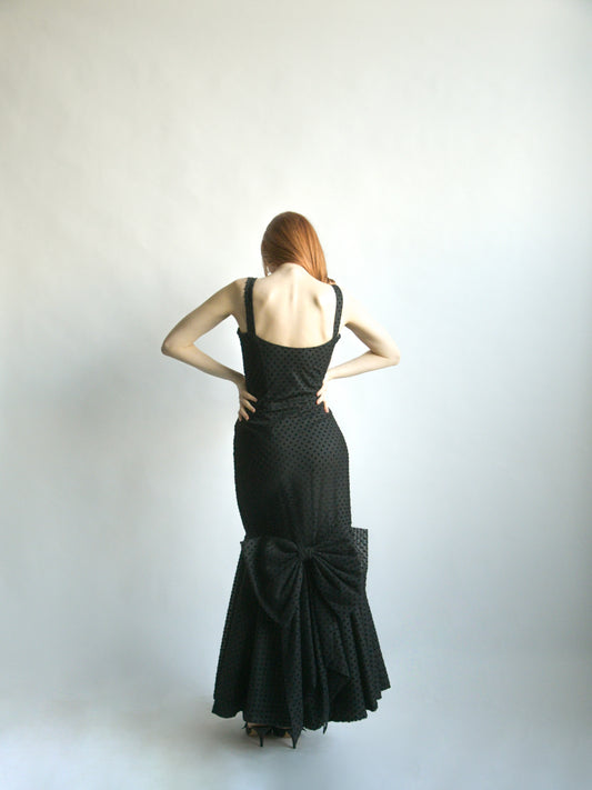 christian dior black polka dot mermaid dress