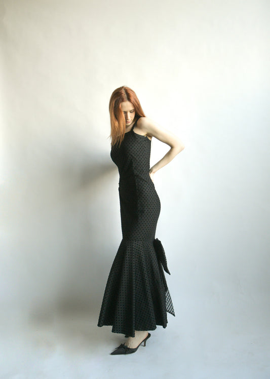 christian dior black polka dot mermaid dress