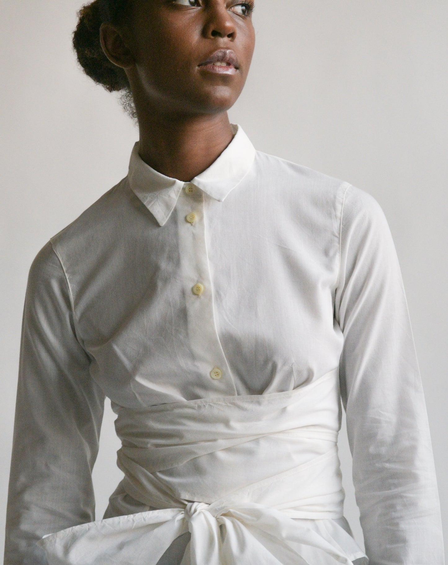 gigli white cummerbund wrap top