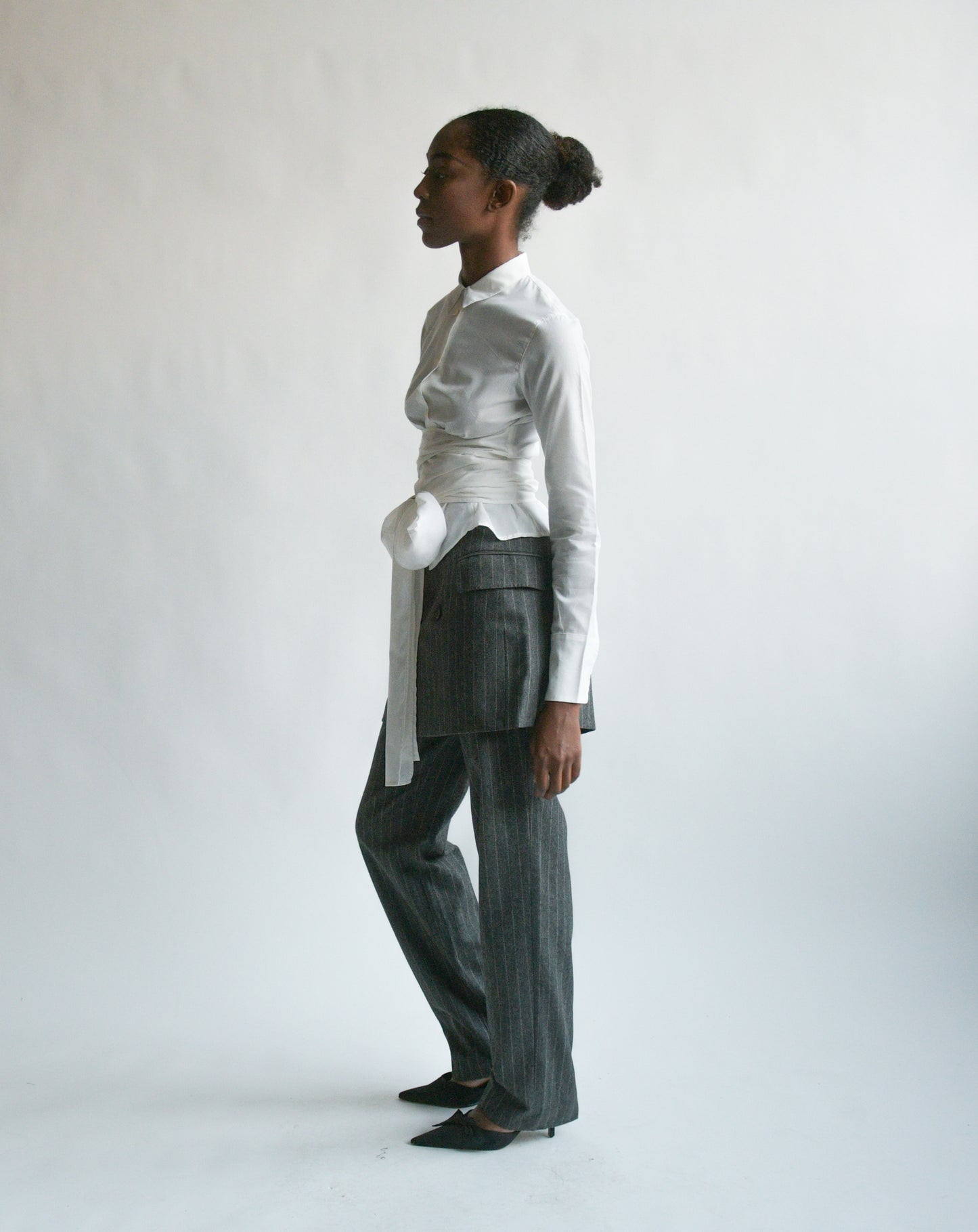 gigli white cummerbund wrap top