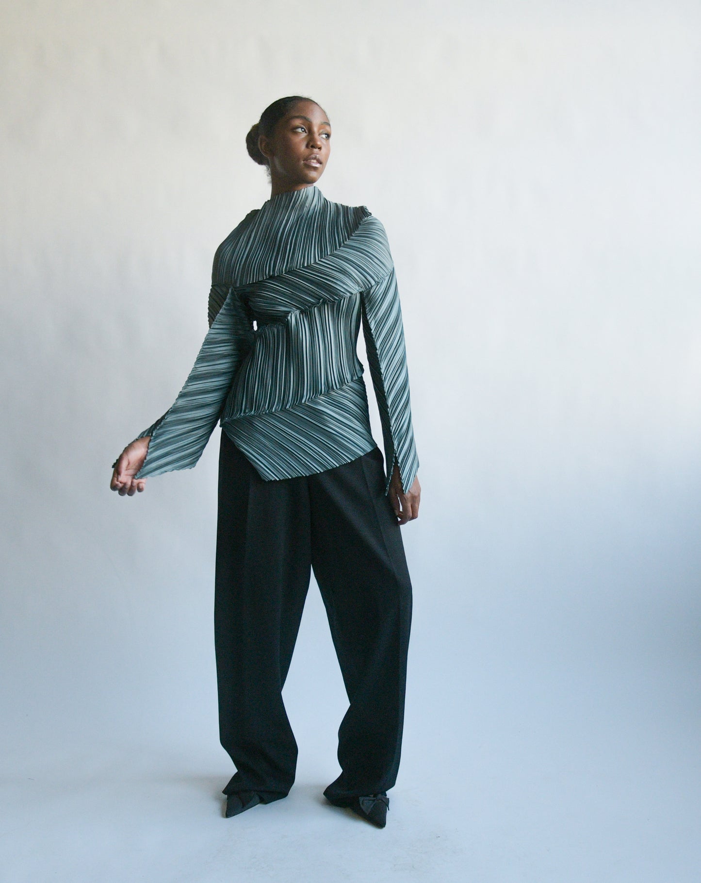 jo buckler architectural plisse top