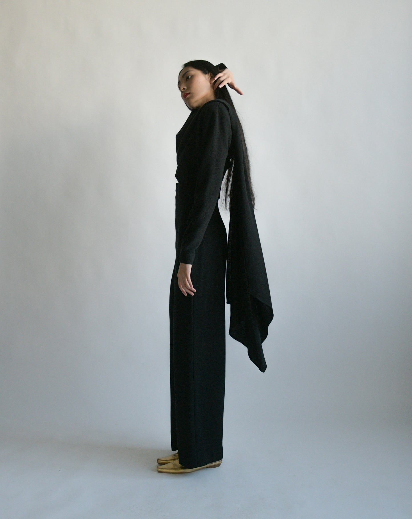donna karan wool high rise pant suit