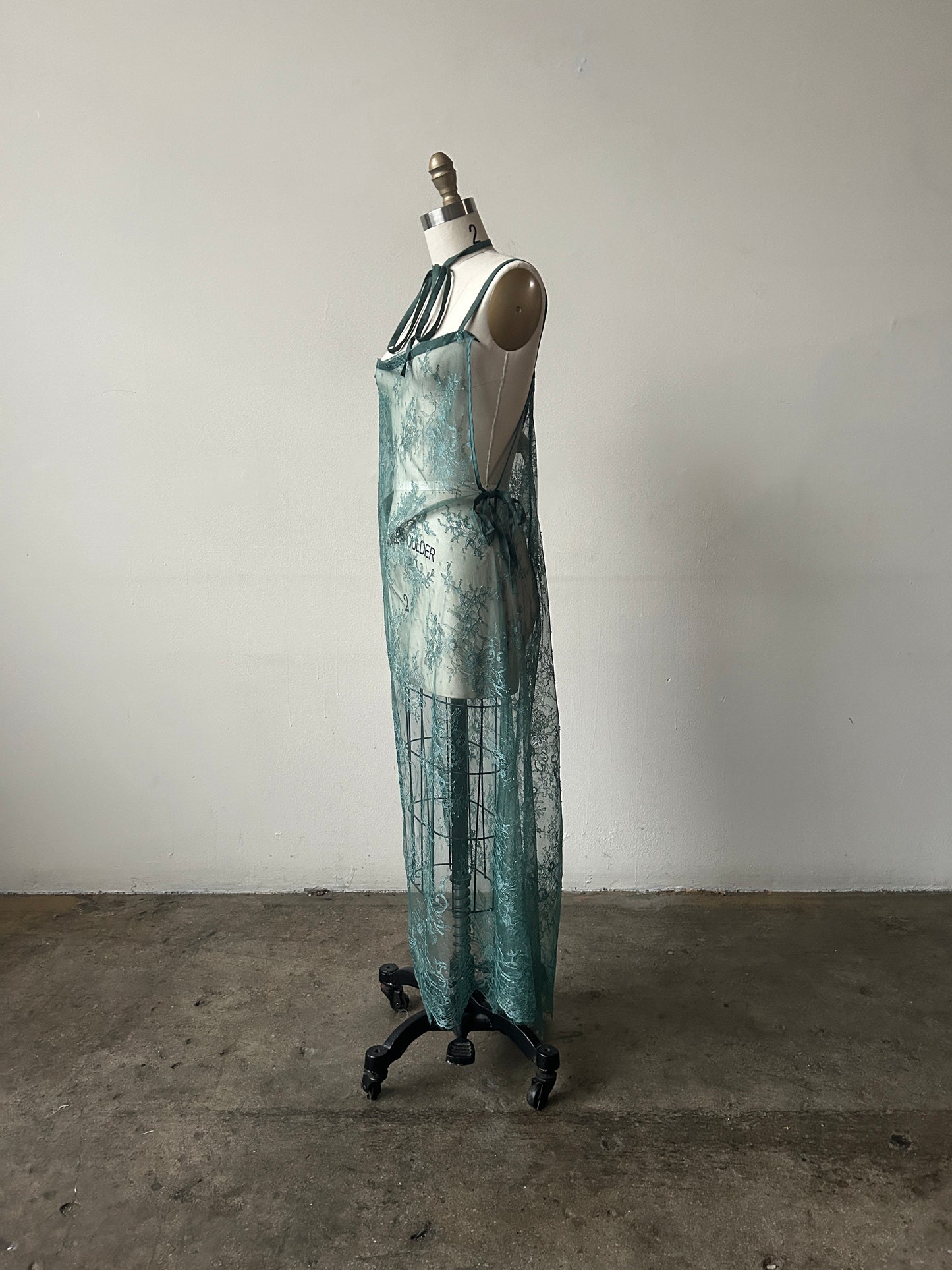 yohji yamamoto y's 2018 green lace wrap dress