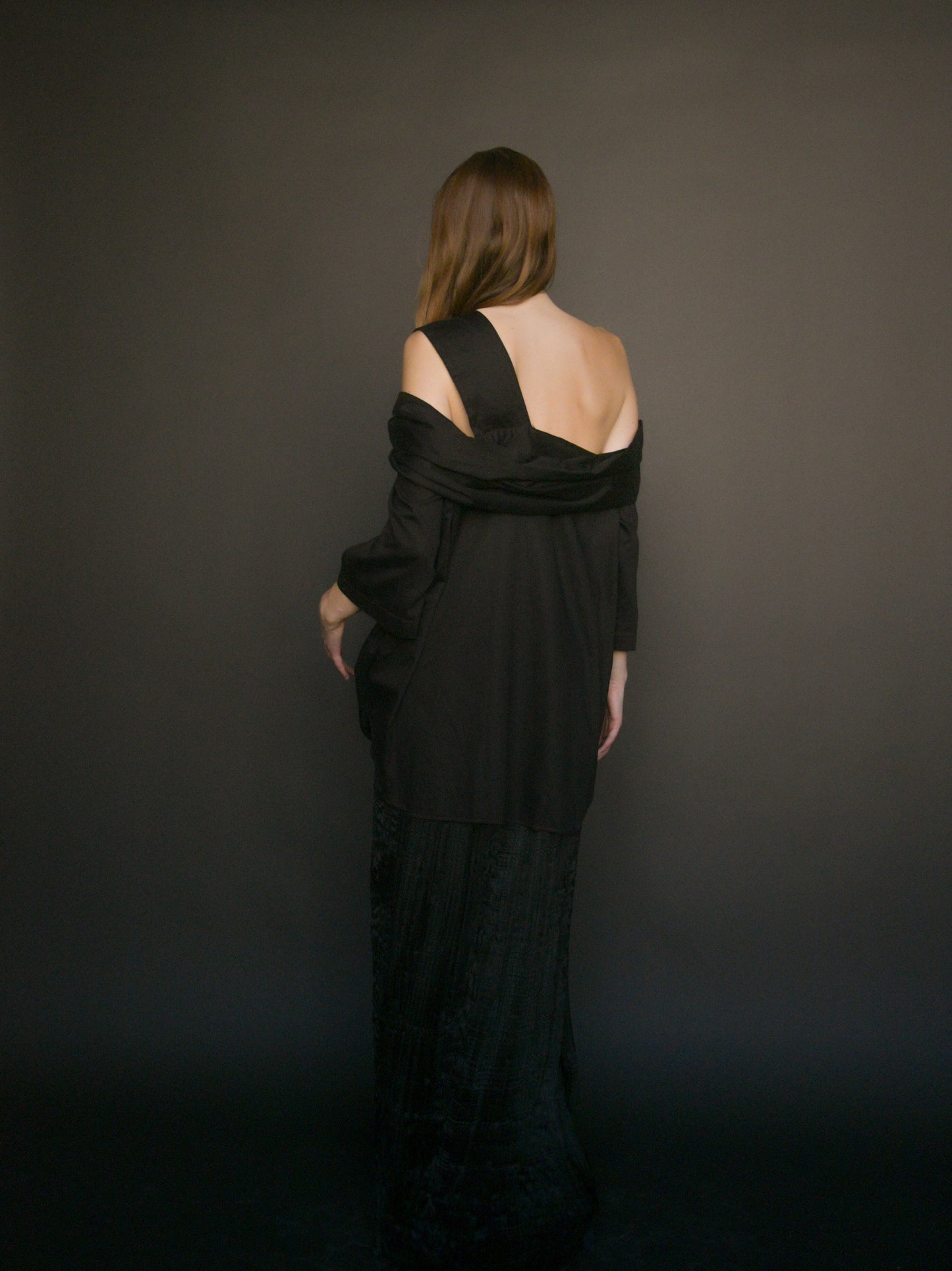 romeo gigli circa 1989 1990 black off shoulder top dress