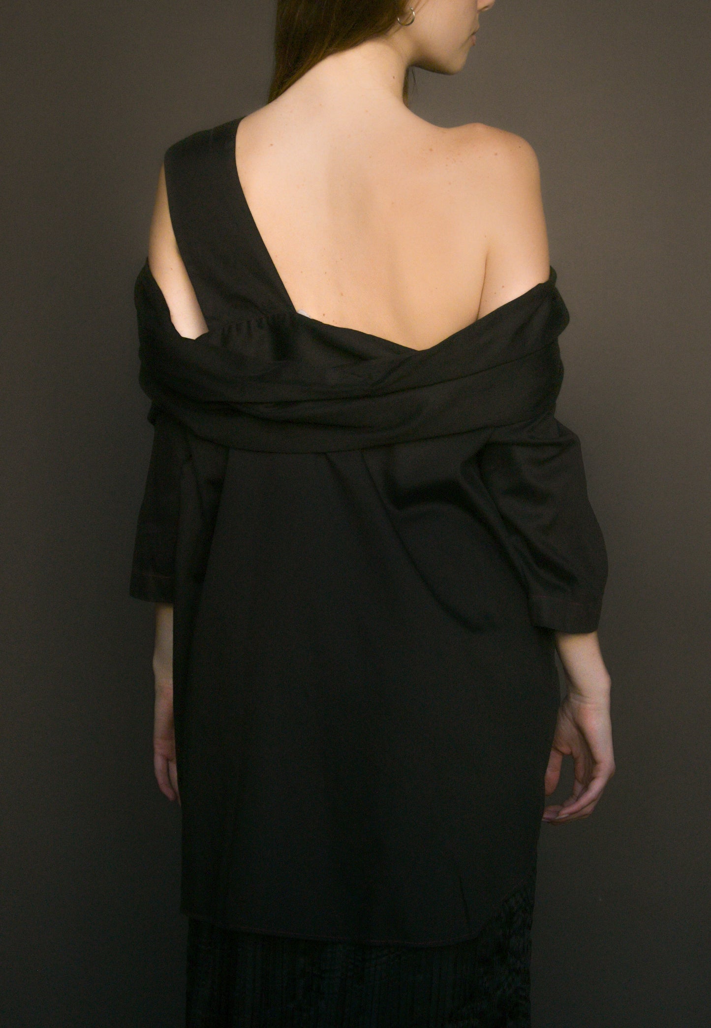 romeo gigli circa 1989 1990 black off shoulder top dress